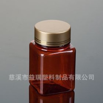 方形胶囊瓶 药片瓶80片(D6) 保健品塑料瓶PET 茶色方形小塑料瓶