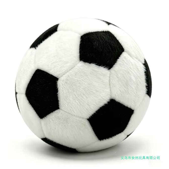 Soft Black and White Plush Football Pillow, Realistic Hexagon Sports Ball Stuffed Toy for Kids