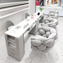 中闽尚品北欧岩板网红吸尘器美甲桌单人双人美甲台美甲店桌椅套装
