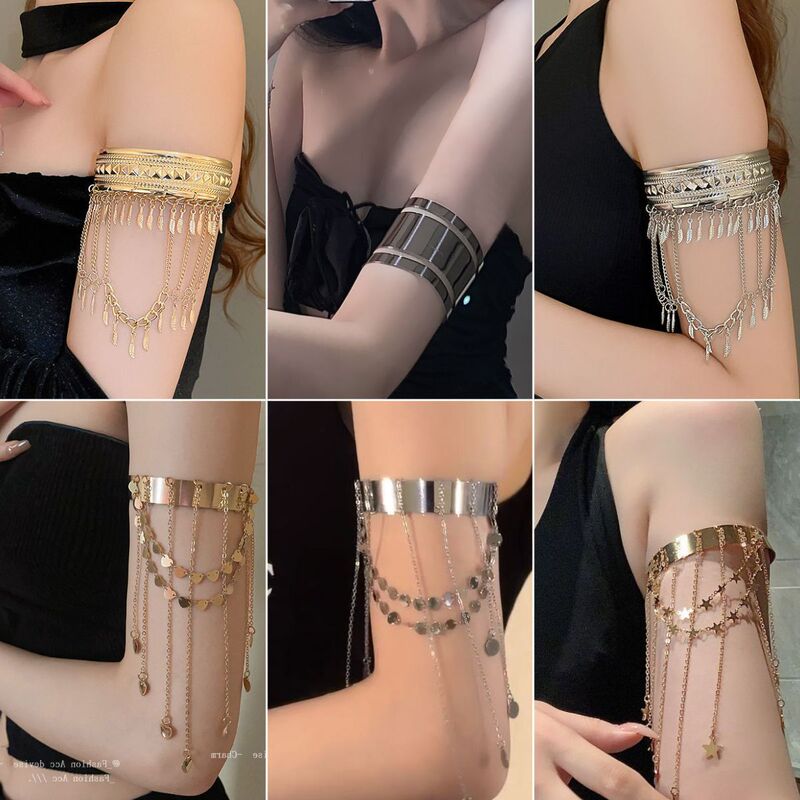 European and American Cross-Border Feather Leaf Tassel Open Bracelet Accessible Luxury High-End Armband Punk Ins Fashion Hand Jewelry for Women