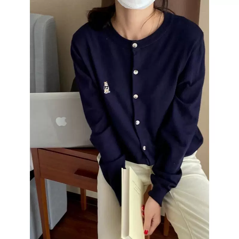 休闲简约气质时尚洋气长袖针织衫宽松显瘦百搭开衫软糯舒适毛衣女