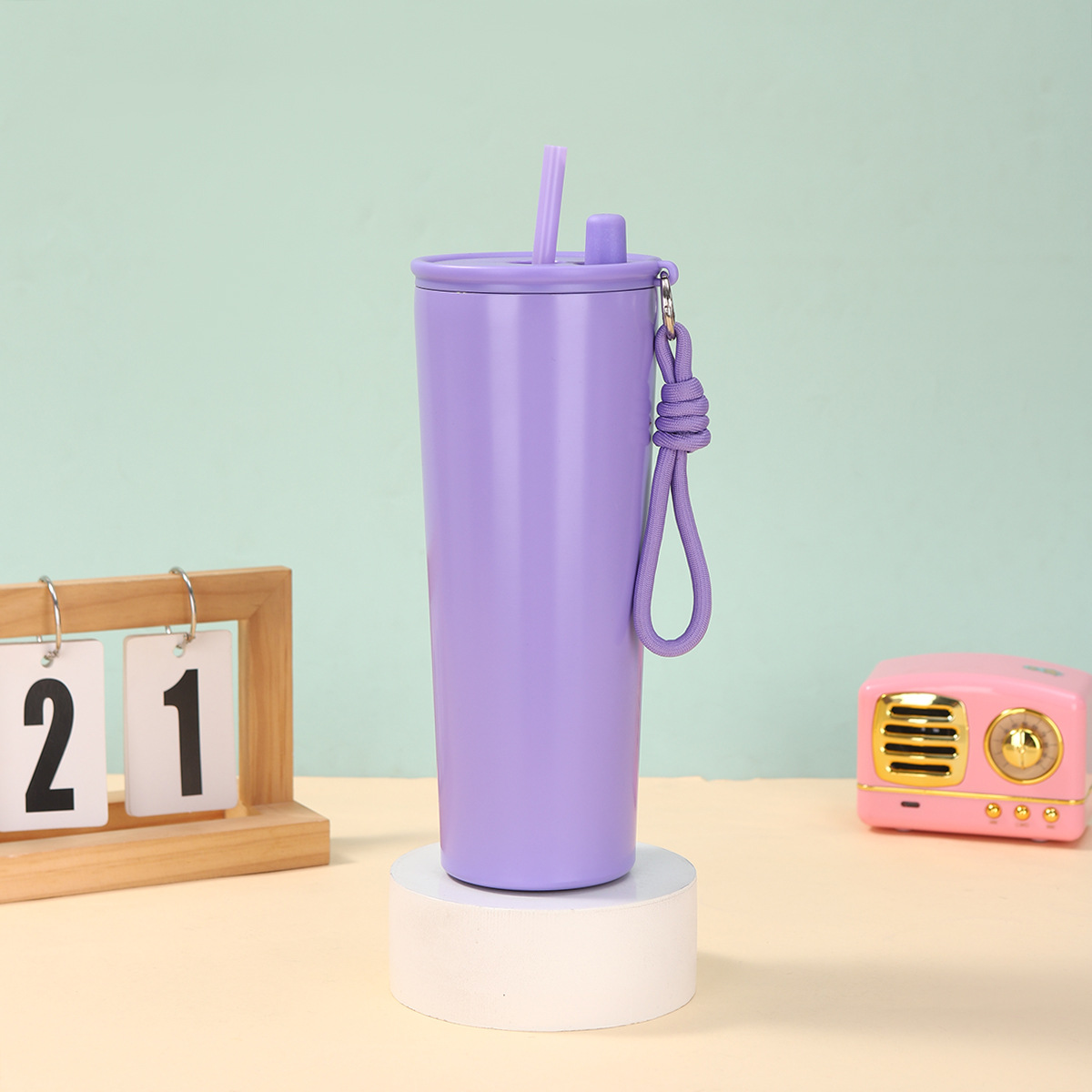 Taza de aislamiento de alto valor Taza de hielo de acero inoxidable 304 nuevo estilo Taza de agua portátil con pajita de 710ml image 15