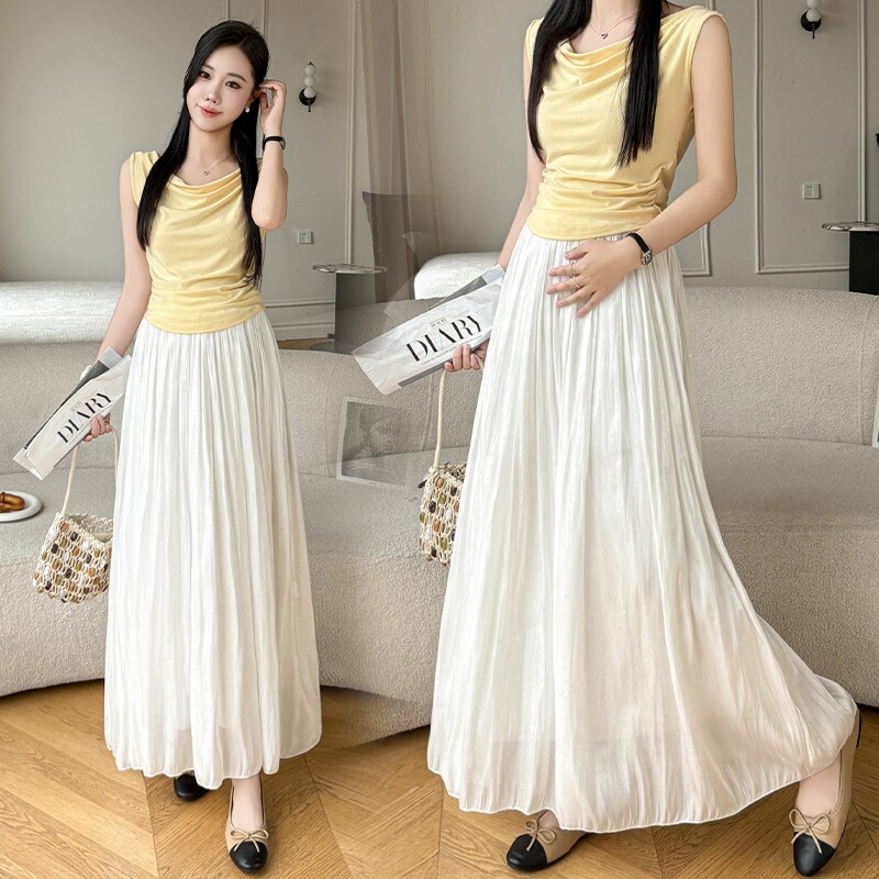 Maternity Flowing Mesh Skirt for Women 2026 Summer A-Line Long Skirt Elegant Slimming Large Hem Umbrella Skirt Maternity Flowing Mesh Skirt for Women 2026 Summer A-Line Long Skirt Elegant Slimming Large Hem Umbrella Skirt