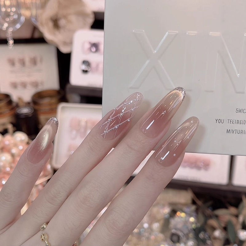 [Winter Diamond Pattern] Purely Handmade Wearable Nails, New Accessible Luxury Diamond Cat Eye High-End Whitening Pure Handmade Manicure