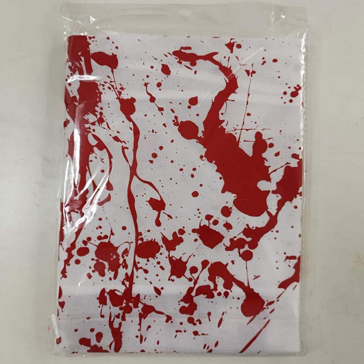 Disposición de escenas de comercio electrónico transfronterizo delantal de sangre de Halloween cosplay zombie carnicero manchas de sangre delantal manto de mesa