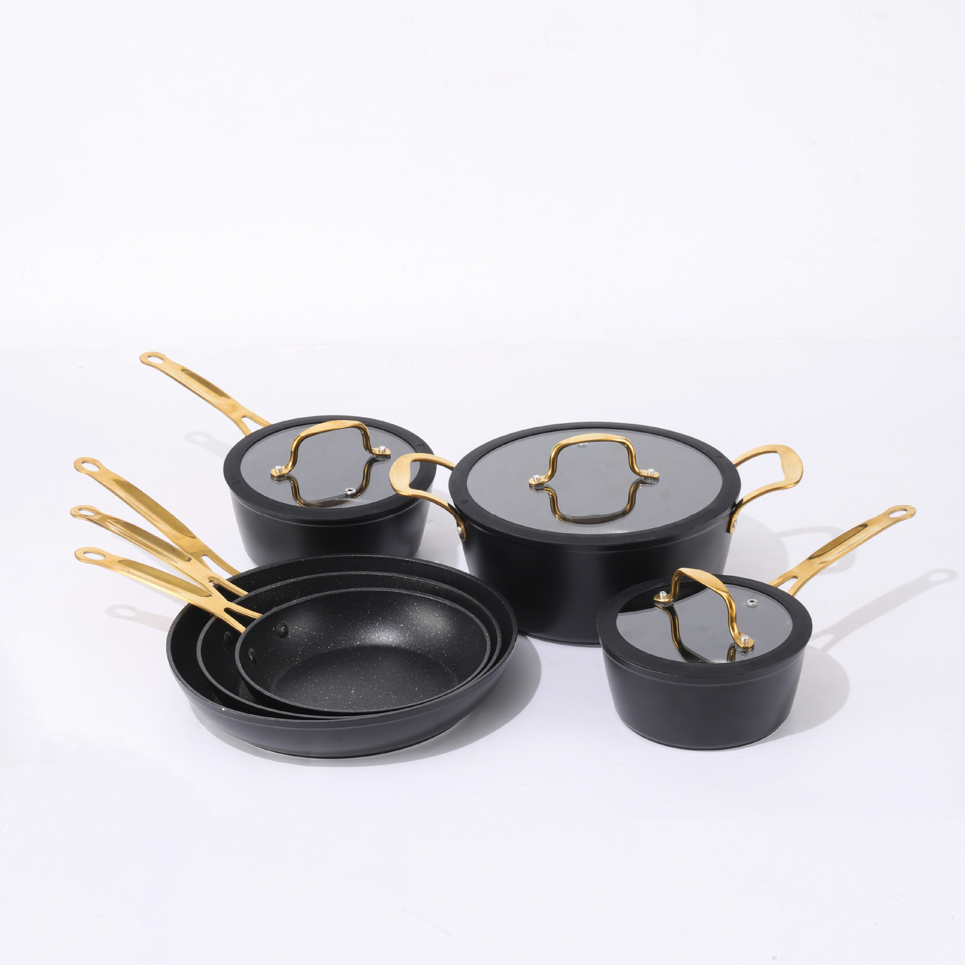 Transfronterizo de aluminio de fundición a presión de 6 piezas conjunto de línea de olla mango de leche olla antiadherente olla de sopa de vapor wok regalo al por mayor