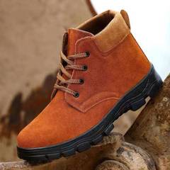 冬季勞保鞋防寒棉靴鋼包頭防砸勞動鞋羊毛保暖棉鞋雪地靴牛皮鞋