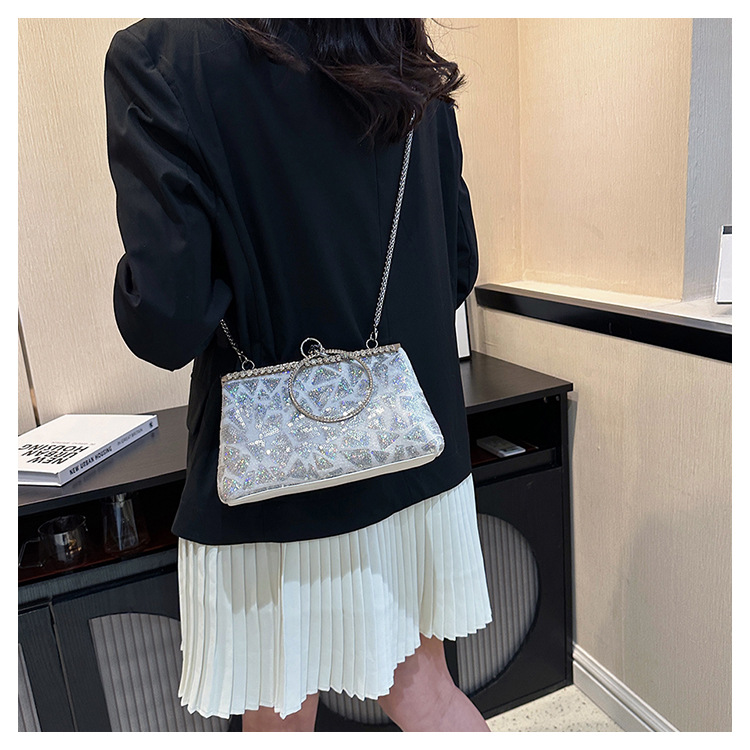 Women's Small Pu Leather Solid Color Elegant Sequins Open Evening Bag display picture 11