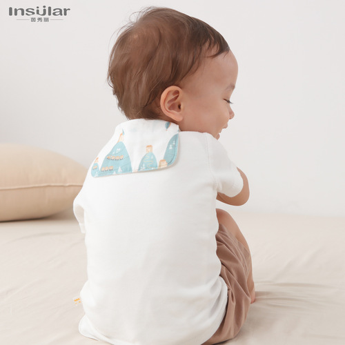 Cotton children's sweat-absorbent towel for kindergarten boys and girls large pad sling and sweat-absorbent towel baby sweat-absorbent towel with name writing