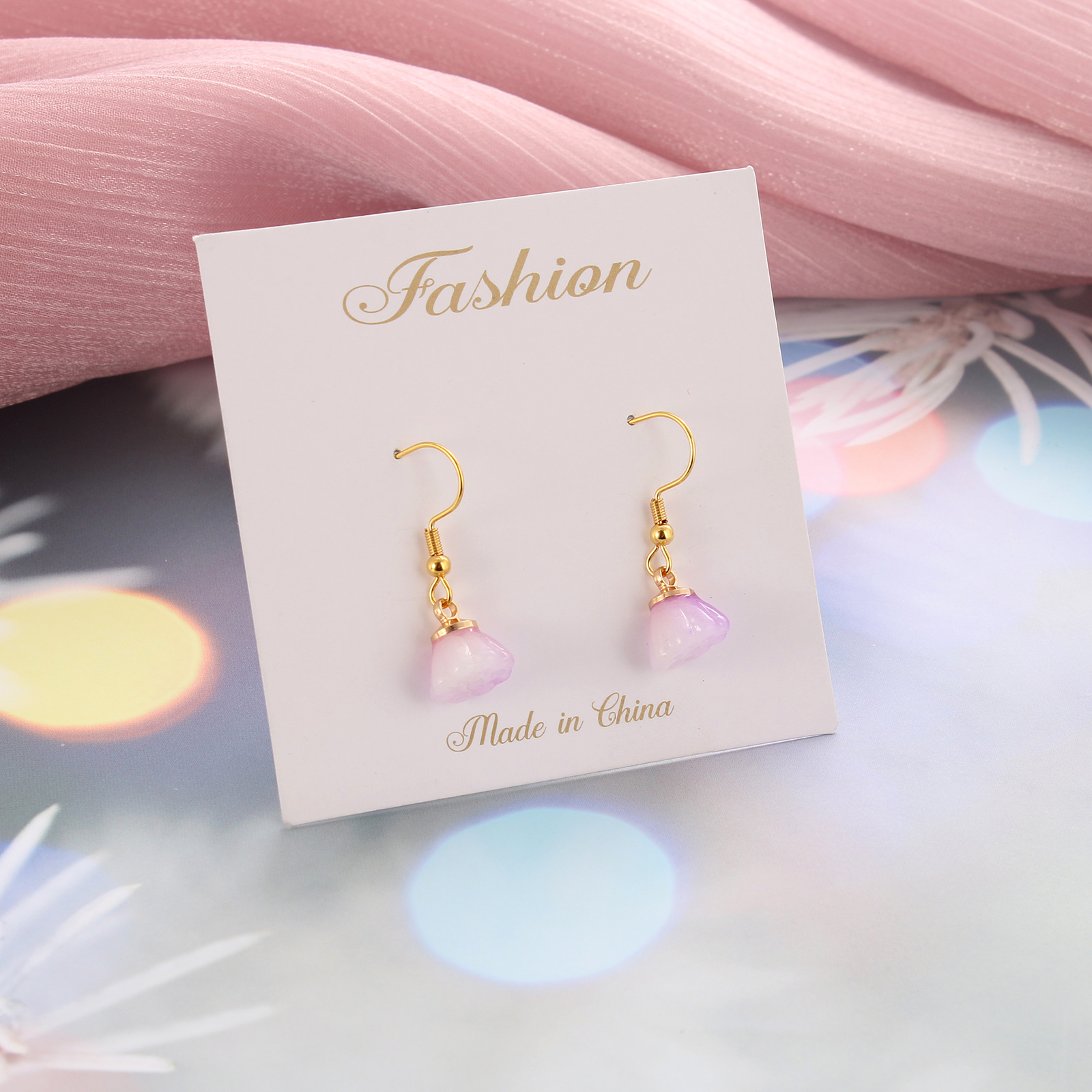 Simple Style Flower Stainless Steel Plating Drop Earrings 1 Pair