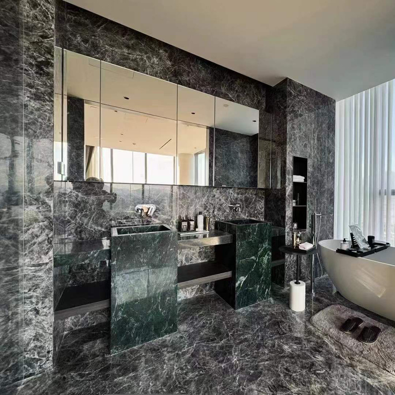 Bathroom Marble Slab, Floor Background Wall, Wall Panel Stone, Natural Snow Mountain Black Fox Marble