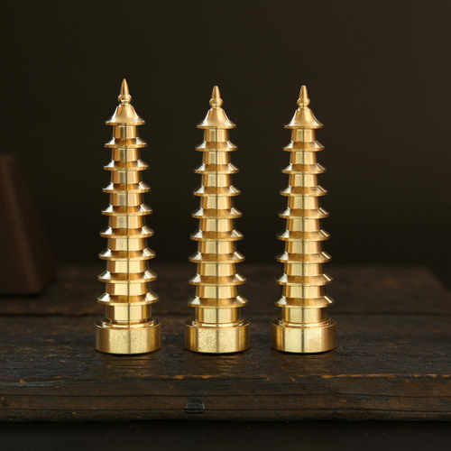Brass Wenchang Pagoda Nine-story Pagoda Crafts Living Room Desk Decorative Ornaments Small Keychain Pendant