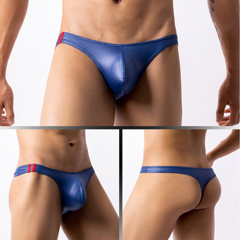 GAY Europe, America, Japan and South Korea nightclub bar night leather thong low waist sexy T pants men's underwear E035