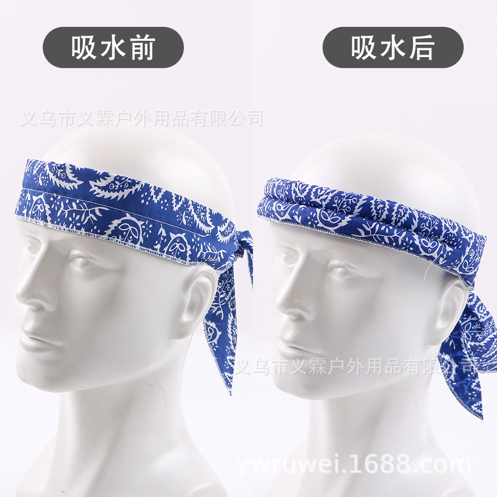 アマゾンの越境木の葉の小さい氷巾の冷たいタオルの夏の温度を下げる氷帯の運動の頭巾は汗を吸います。