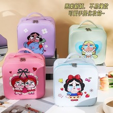 大容量化妆箱手提带镜子化妆包多功能卡通收纳箱便携手提箱防水