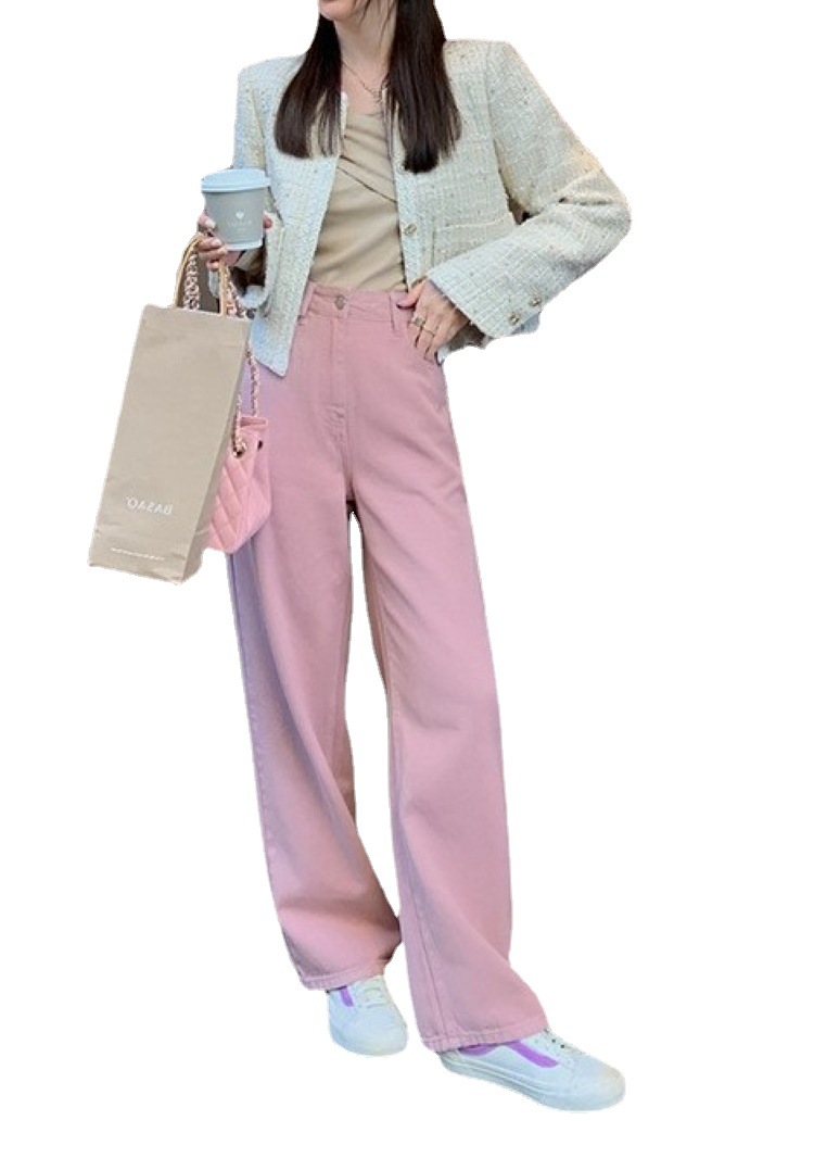 Jeans de cintura alta para mujer adelgazante recto suelto 2023 de moda nuevo todo partido de moda pequeños pantalones de pierna ancha mujeres image 7