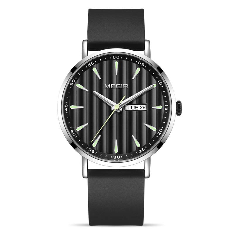 Orologio al quarzo ultrasottile da uomo impermeabile – fosforescente, doppio calendario, visualizzazione settimanale (41,5 mm, nero, resistente all'acqua fino a 30 m)_voghion.com