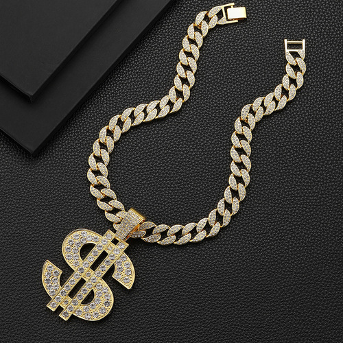 European and American popular hip-hop jewelry HIPHOP dollar bill pendant necklace hip-hop men's necklace pendant