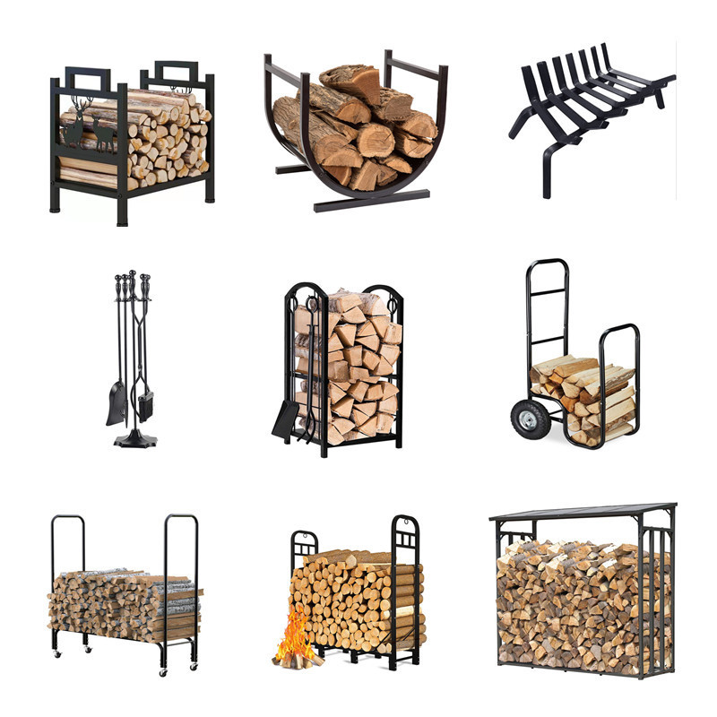 Cross-border burning stand firewood rack outdoor camping wood pile storage rack BBQ log holder storage rack indoor display