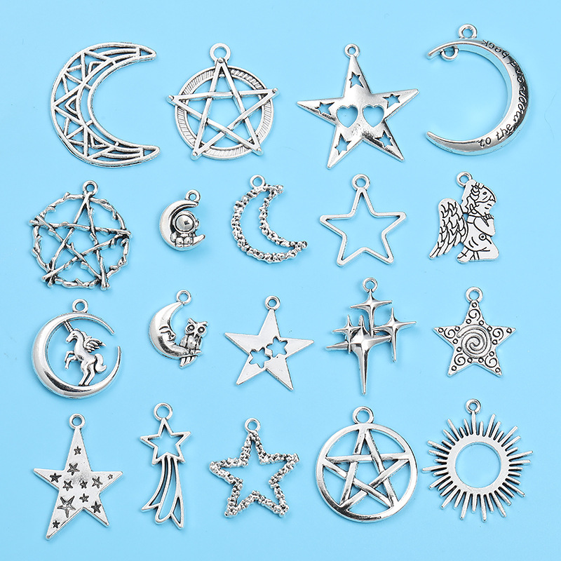 DIY Retro Zinc Alloy Five-Pointed Star Moon Pendant Handmade Necklace Bracelet Factory Direct Sale A800542 DIY Retro Zinc Alloy Five-Pointed Star Moon Pendant Handmade Necklace Bracelet Factory Direct Sale A800542