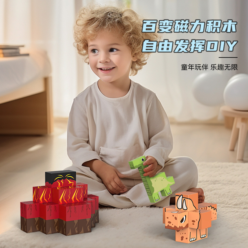 Variety Magnetic Square Building Blocks DIY Building Magnet Toys mc Assembled Rubik's Cube Children's Educational Model Gift