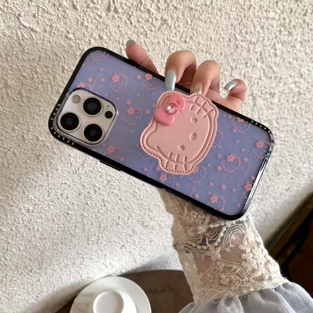 Estrella coreana flor gato para Apple 16ProMax funda para teléfono móvil 15Pro chica 14/13 soporte 15PM