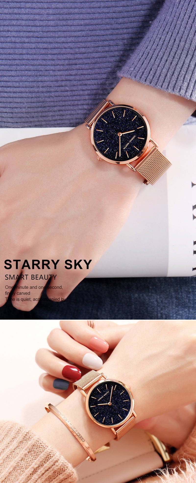 Uhrwerk Quarzuhr Sternenhimmel Damenuhr Lässige Gürteluhr Damen_voghion.com