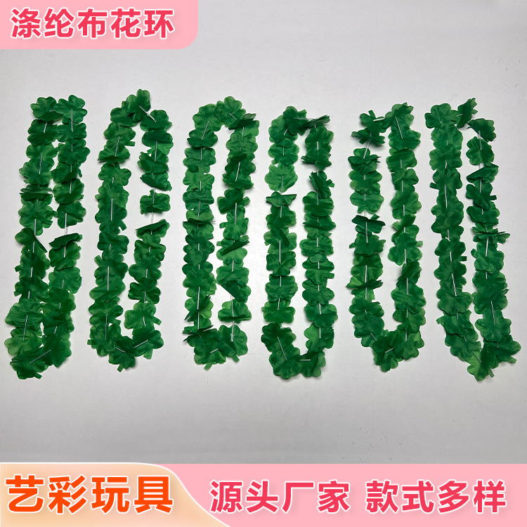 24 pares de 30 pares de pétalos de diámetro 6 cm de trébol poliéster guirlanda de tela Navidad usar guirlanda verde cuello