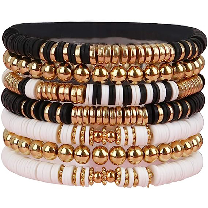 thumbnail image 1 of Pulseras de cuentas para mujer, arcilla polimérica, cuentas apilables de surfistas coloridas, pulsera Bohemia, joyería de playa de verano, 1 of 5