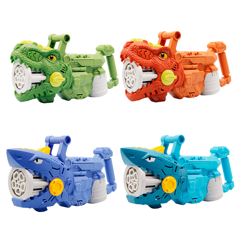 Dinosauro Tiranosaurus espuma pistola de espuma transfronteriza para niños máquina de espuma porosa automática con luces juguetes al aire libre para padres e hijos