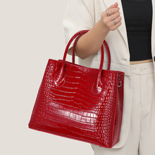 真皮鳄鱼纹女包2025新款高级感大容量手提包牛皮托特包妈妈包
