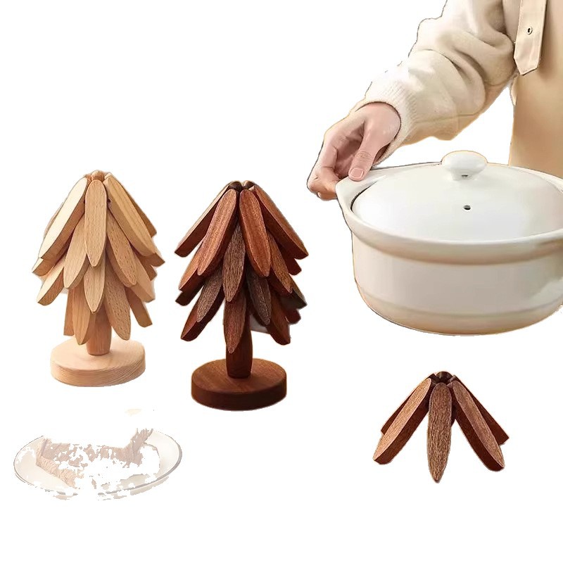 Aislamiento térmico un árbol cojín de mesa cojín de taza cojín de tazón creativo anti-escaldado cojín de comedor de madera maciza bandeja de té adorable adornos de mesa