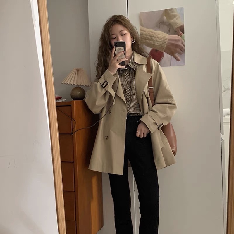 2026 Early Spring and Autumn New Style Trench Coat for Women, Short Coat for Petite Figures, British Style, Trendy This Year