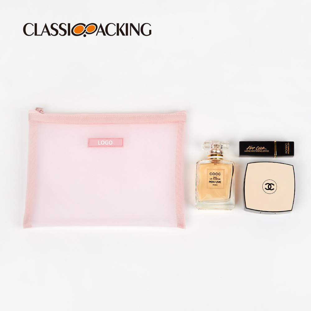 Bolsa de cremallera de suministro directo de fábrica bolsa de almacenamiento de cosméticos de gran capacidad bolsa de malla de productos de cuidado de la piel multifuncional se puede imprimir logotipo