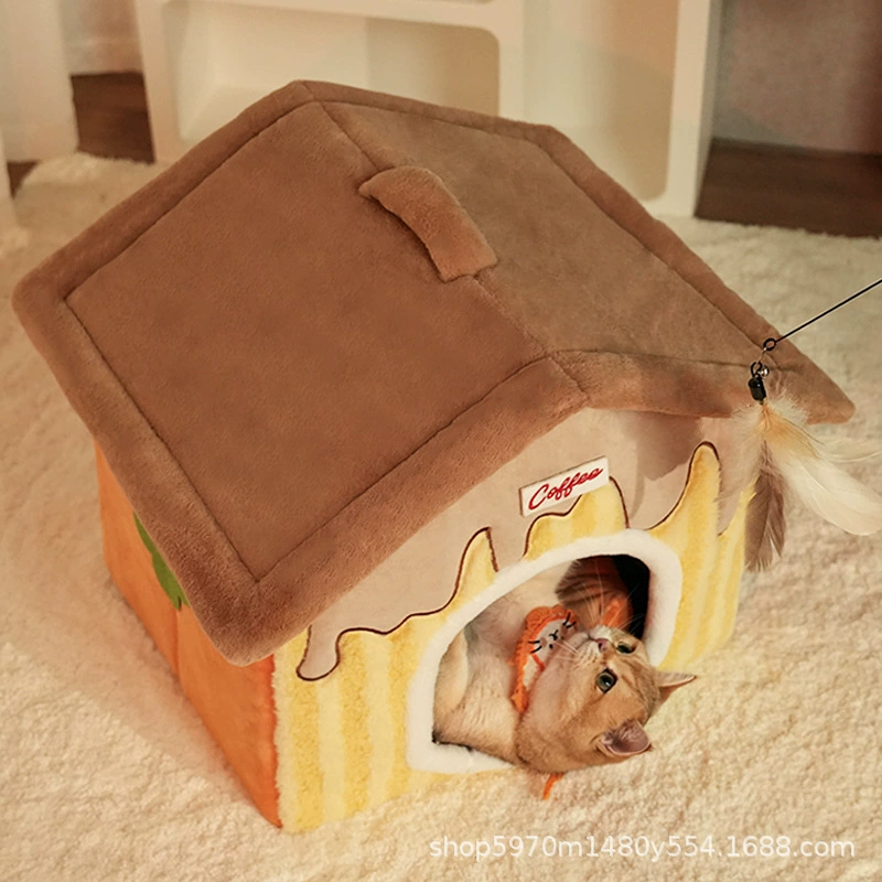 [Wow Customization] Индивидуальное кошачье гнездо на все времена года, закрытый кошачий домик-палатка, кошачье гнездо для сна, сохранения тепла и укрытия