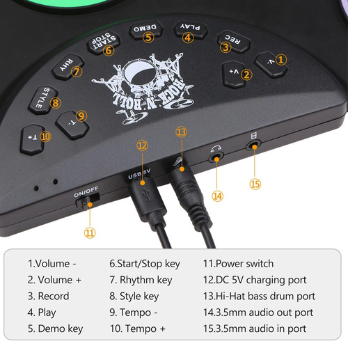  New Colorful Roll Electronic Drum for Children and Adults, Beginner-Friendly Foldable Jazz Drum, Silicone Desktop Drum