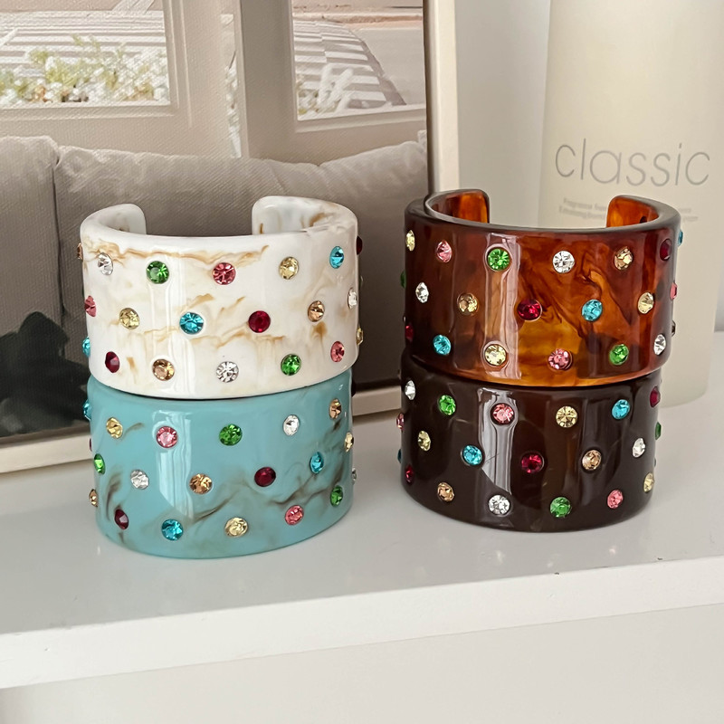 European and American Cross-Border New Style Colorful Rhinestone C-Shaped Resin Bracelet, Cute and Fresh for Vacation, High-Value Women's Bracelet European and American Cross-Border New Style Colorful Rhinestone C-Shaped Resin Bracelet, Cute and Fresh for Vacation, High-Value Women's Bracelet