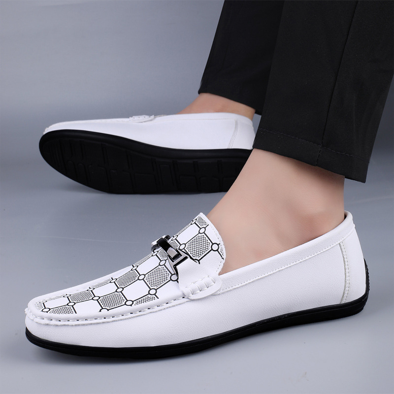 Large Size Loafers for Men, Slip-On Driving Shoes, Fashionable Casual Shoes, Men's Casual White Leather Loafers Large Size Loafers for Men, Slip-On Driving Shoes, Fashionable Casual Shoes, Men's Casual White Leather Loafers