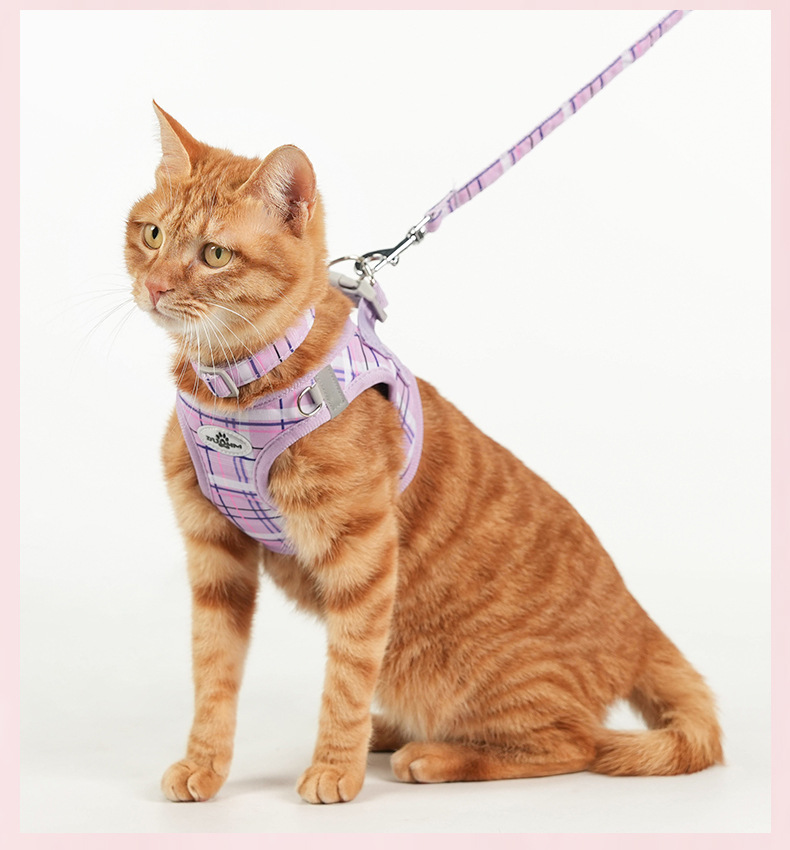 Reflective Cat And Dog Harness And Leash Set Three Piece Vest_voghion.com
