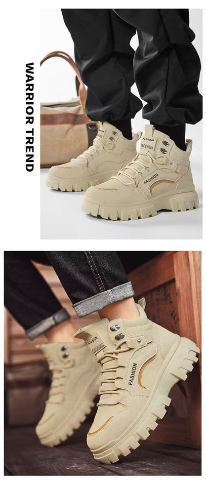Giày bốt Martin nam cổ cao đế dày chống trượt, giày bảo hộ ngoài trời bền bỉ — KA02 màu kaki, KA02 màu xám, KA02 màu đen chi tiết 6