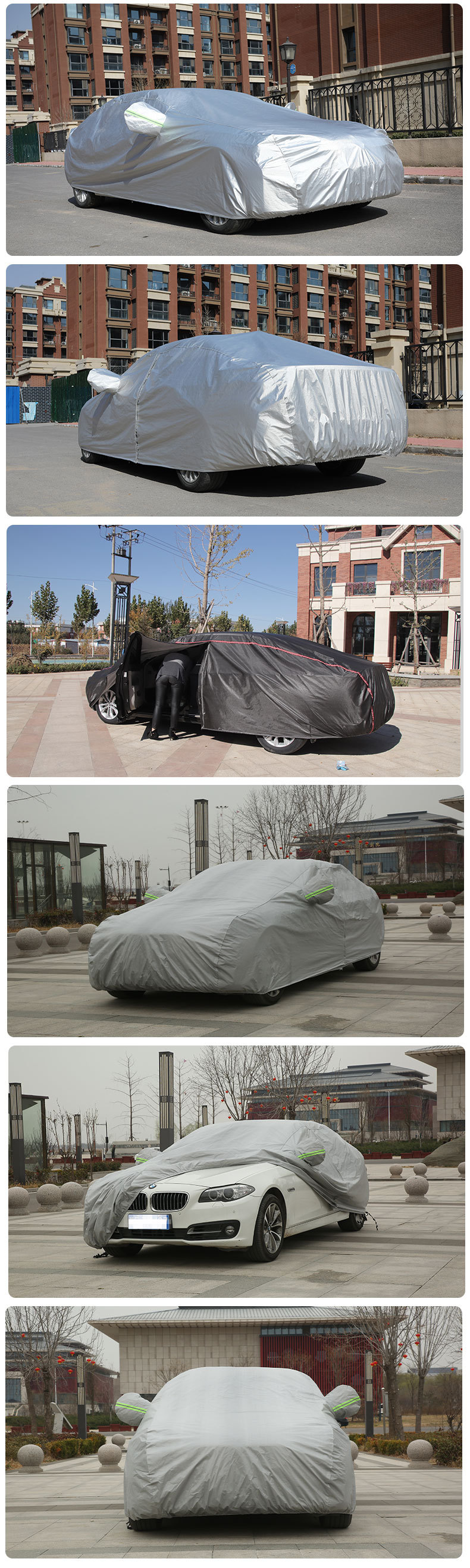 Car cover made of Oxford aluminum film, sun-proof, waterproof, heat-insulating, thickened, UV-resistant, full car sunshade