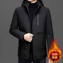 花公子男士加绒棉服秋冬中年爸爸装防风保暖中长款外套厚大码棉衣