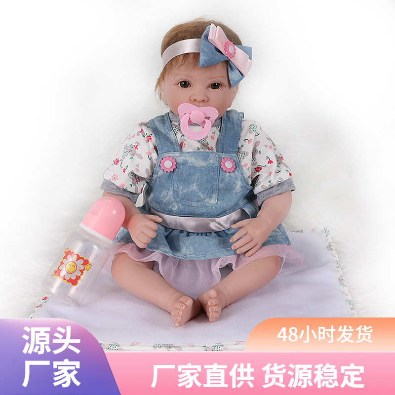 Venta al por mayor reborn muñeca simulación bebé muñeca suave pegamento niños bebé juguete transfronterizo e-commerce suministro