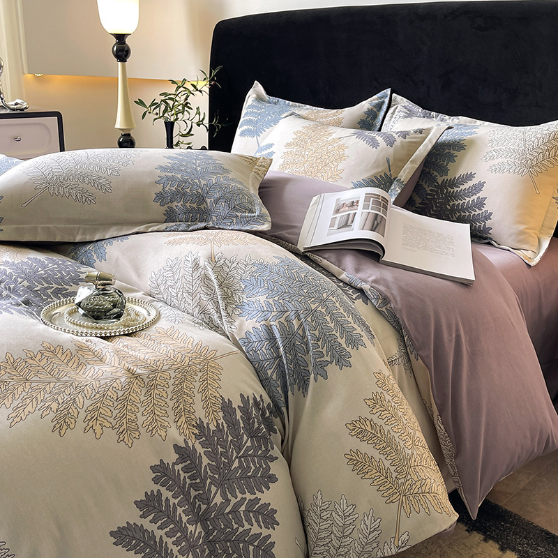 Luz de lujo algodón molido 60s cuatro piezas Nantong textil doméstico dormitorio de estudiantes tres piezas sábanas cubiertas de cama