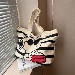 クロスボーダー漫画スヌーピープリントキャンバスバッグ女性の大容量脇の下トートバッグママポータブルショルダーショッピングバッグ