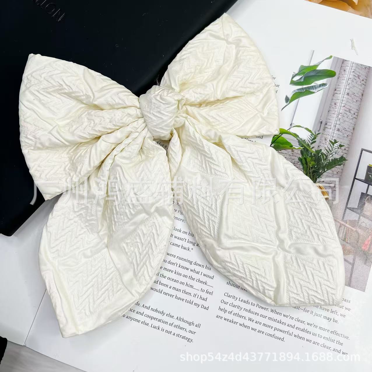 纯色皱纹蝴蝶结胸花装饰礼服婚纱配饰领花女发夹抓发饰马尾辫配件