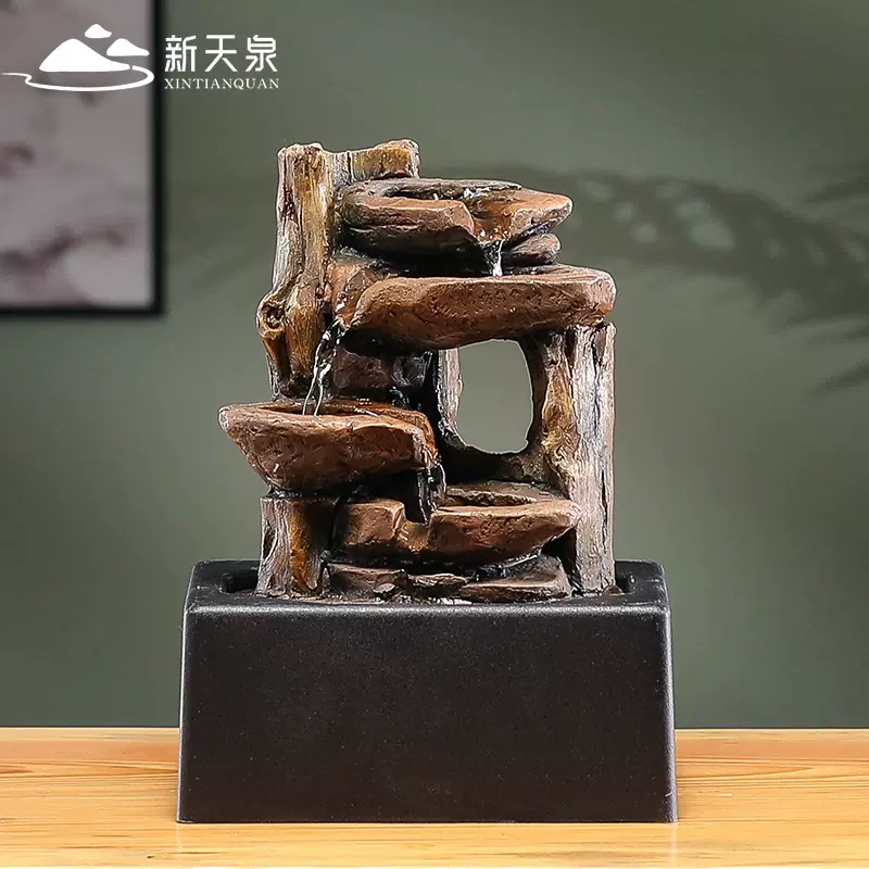 新天泉中式招财流水摆件循环水办公室茶几桌面装饰品小型喷泉摆件