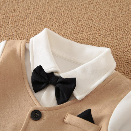 Baby boys' gentleman's clothing, infant romper, spring and autumn Korean-style Instagram-style crawling suit, newborn overalls for cross-border shipping