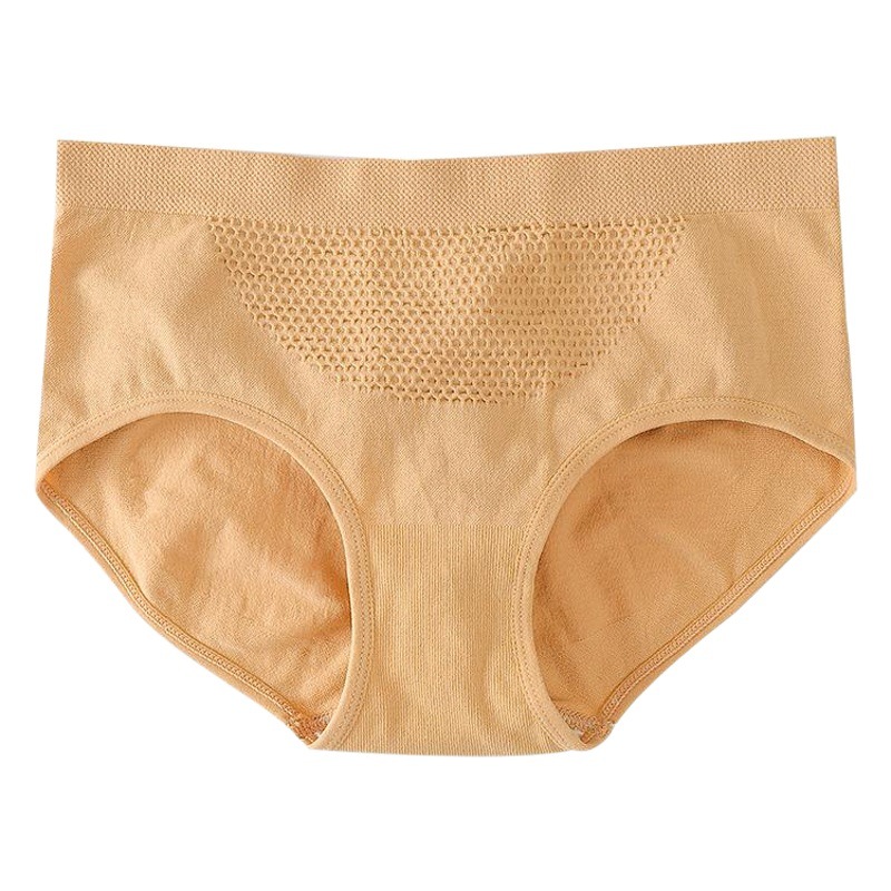 [Traje independiente] Ropa interior japonesa de panal 3D de algodón de mujer panal de cintura media Levantamiento de cadera vientre contracción calzoncillos de niña