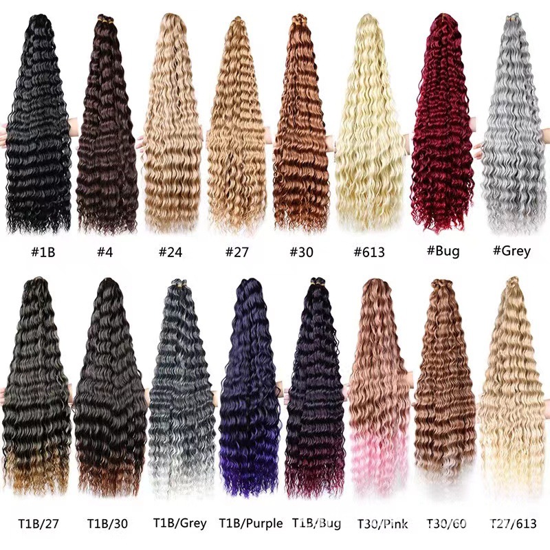 30 pulgadas onda profunda a granel pelo de fibra química peluca trenzado color trenza crochet pelo